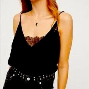 Free People Deep V Cami with Lace Bandeau, size XS